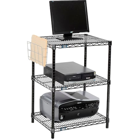 Nexel 3-Shelf Black Wire Shelf Printer Stand with Document Holder, 24inW x 18inD x 34inH 695357BK